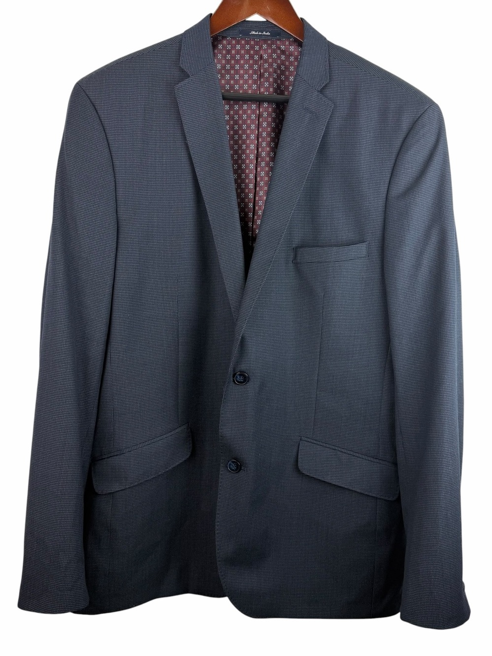 Original Penguin | Navy Gray Micro Grid Micro Textured Two Button Blazer